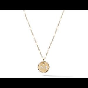 David Yurman M initial necklace in 18k yellow gold